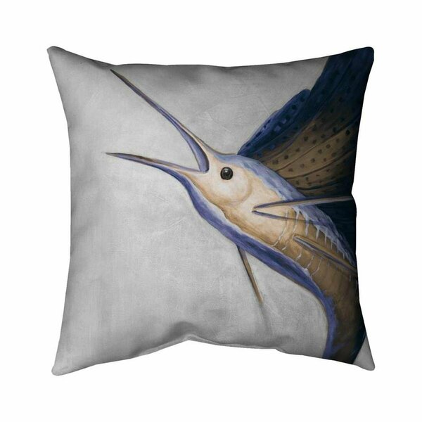 Begin Home Decor 26 x 26 in. Gold Swordfish-Double Sided Print Indoor Pillow 5541-2626-AN156-1